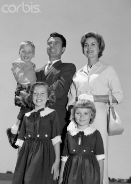 1960s Portrait Family Father Mother Two Daughters Son Standing Together Outdoors